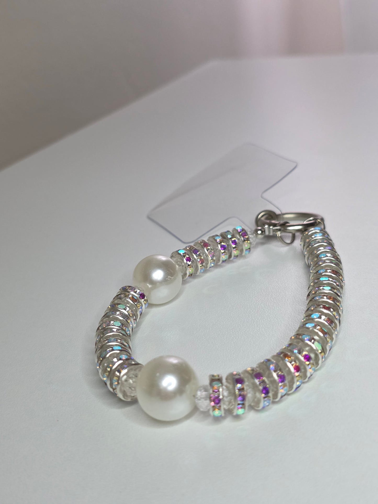 Beaded Wrist Strap – Pearl & Rhinestone Shine