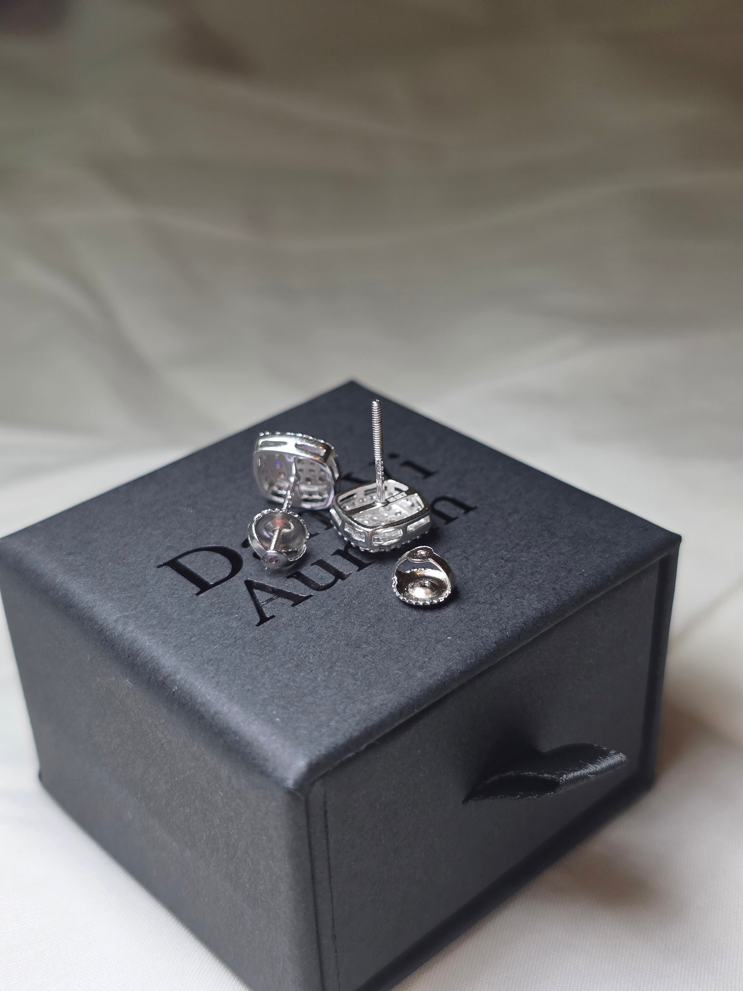 925 Sterling Silver Cushion Shape Moissanite Earrings With Screw Backs