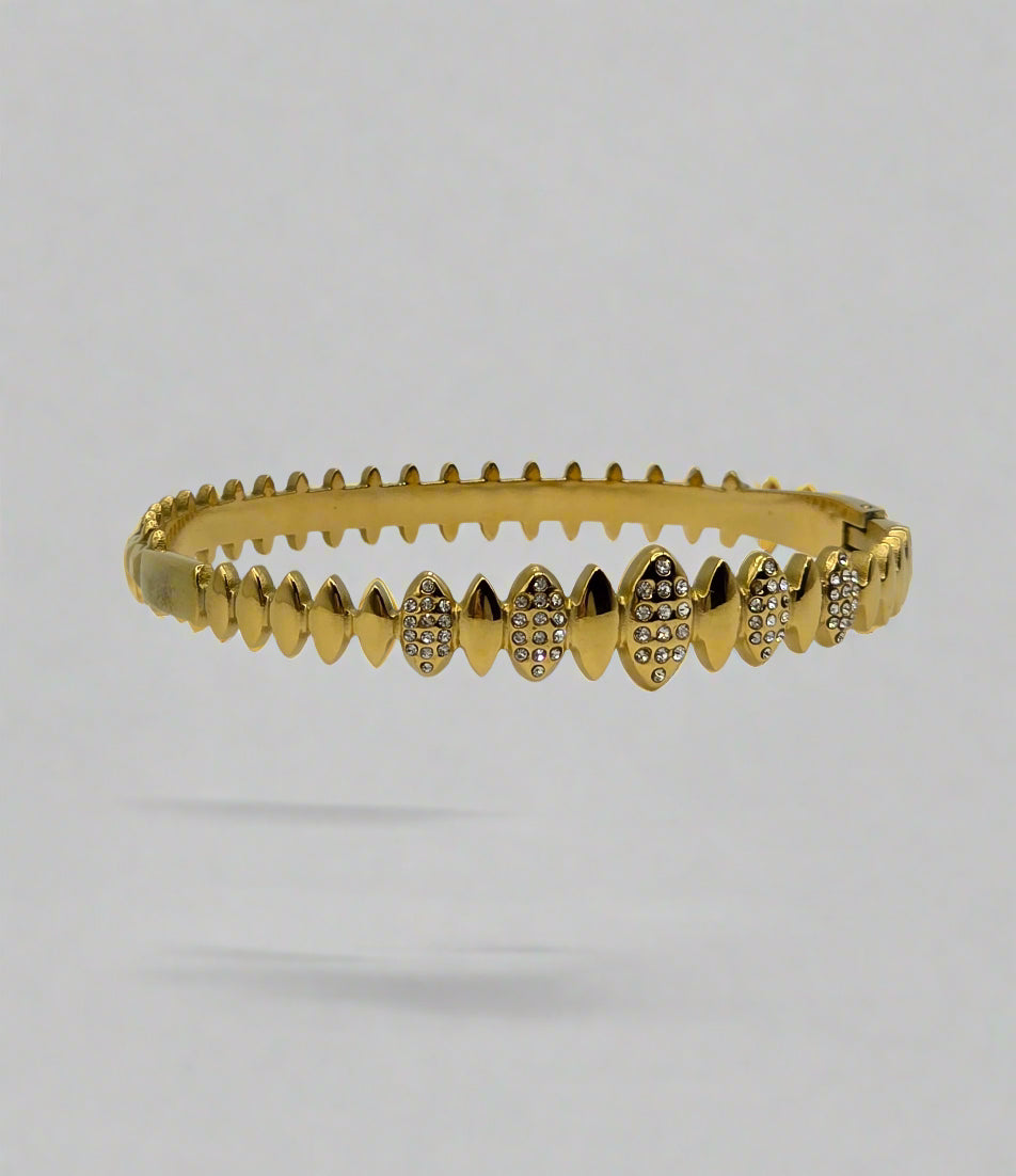 Golden Marquise Crystal Bangle – Chic Designer-Inspired Finish