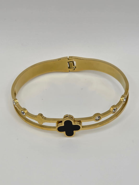Black Clover Bangle – Gold Plated