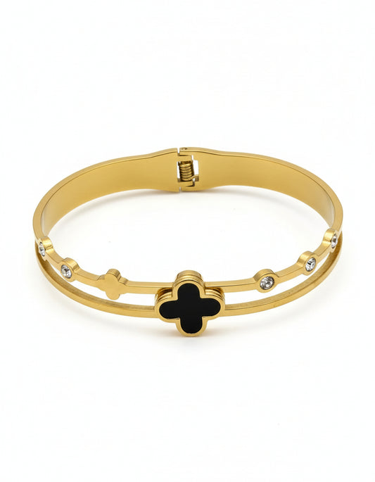Black Clover Bangle – Gold Plated