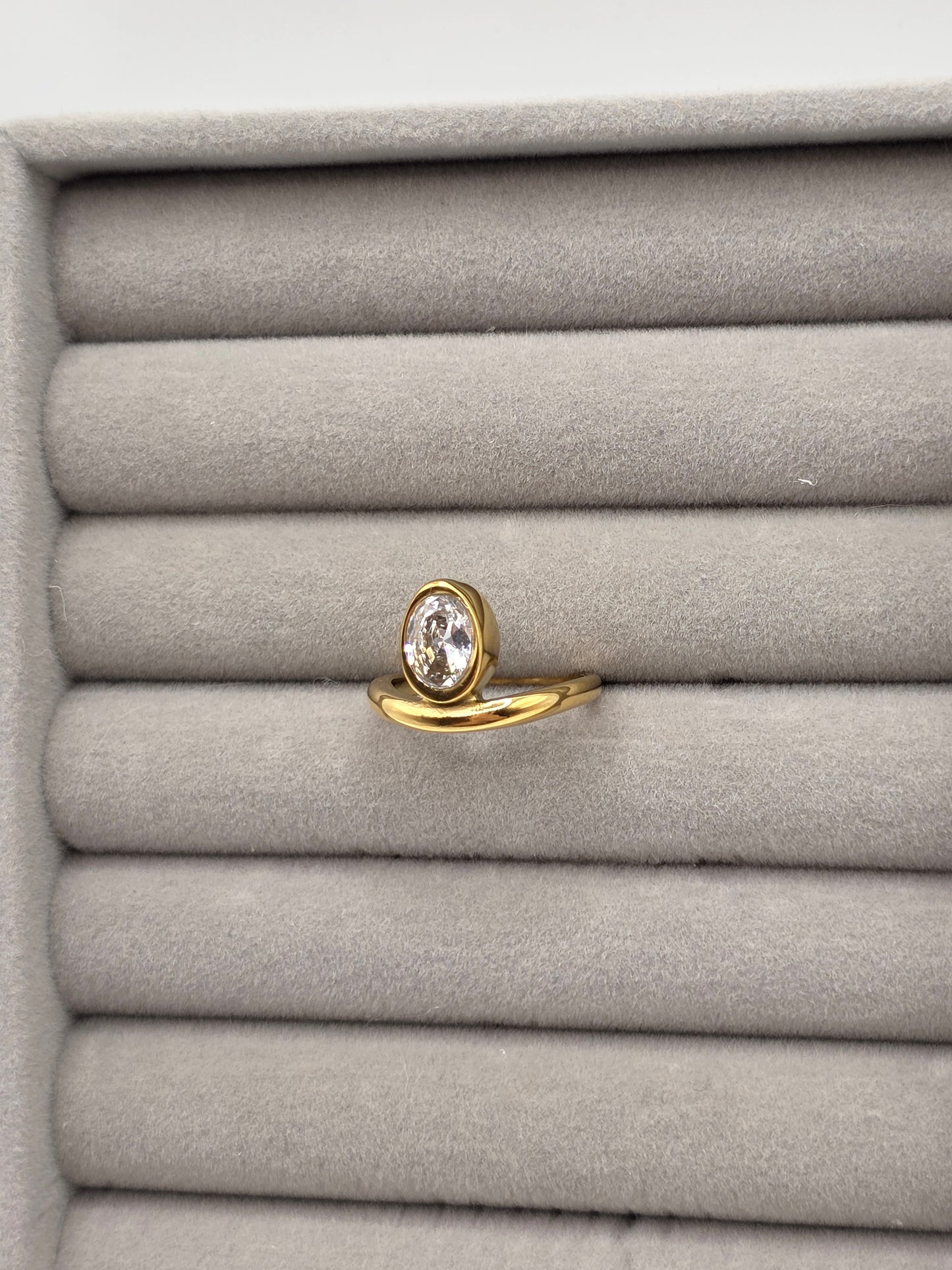 Bezel-Set Radiant Solitaire Ring – Gold Plated