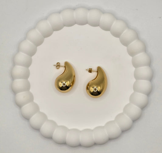 Hollow Water Drop Earrings Gold & Silver