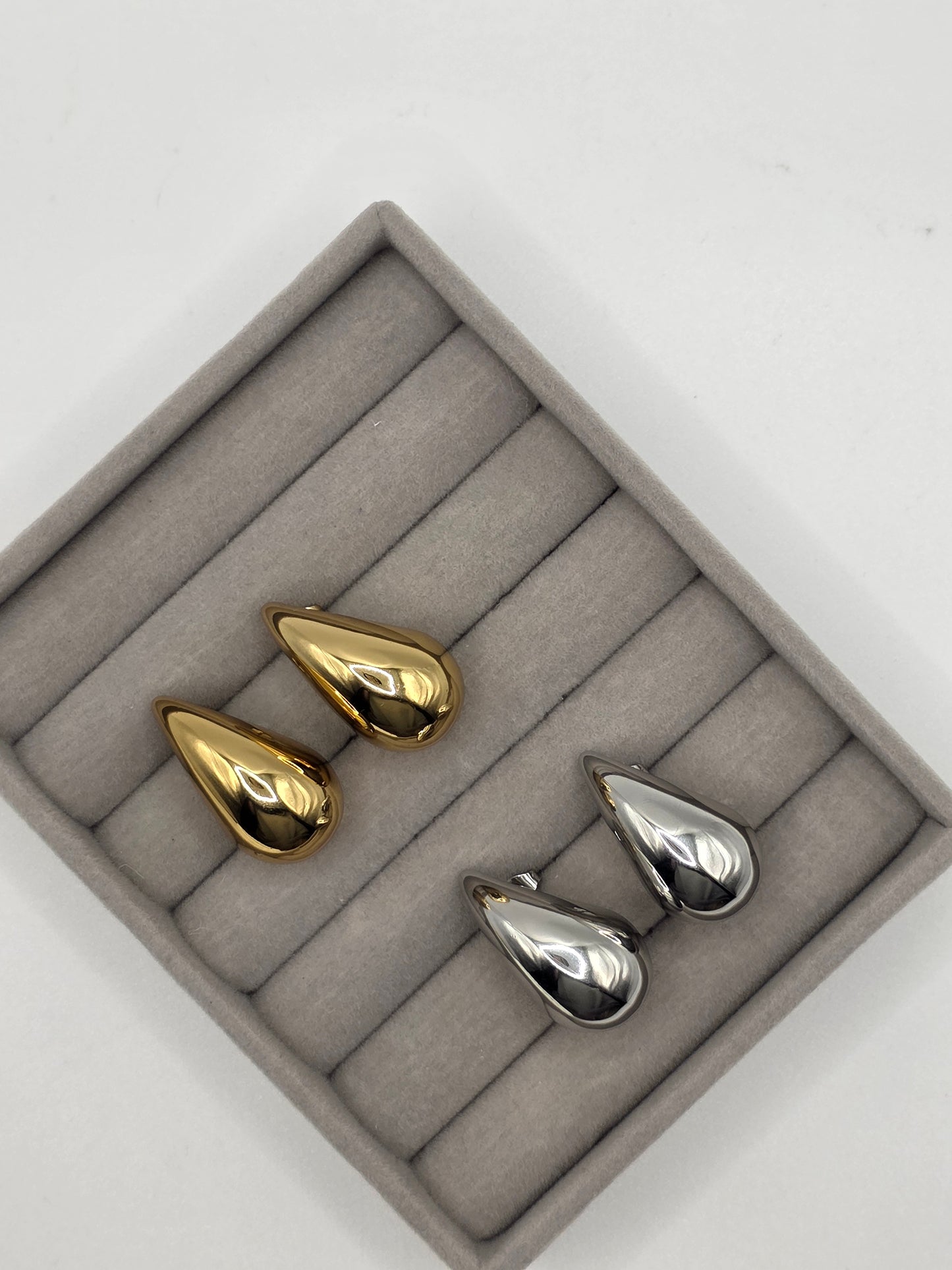 Hollow Water Drop Earrings Gold & Silver