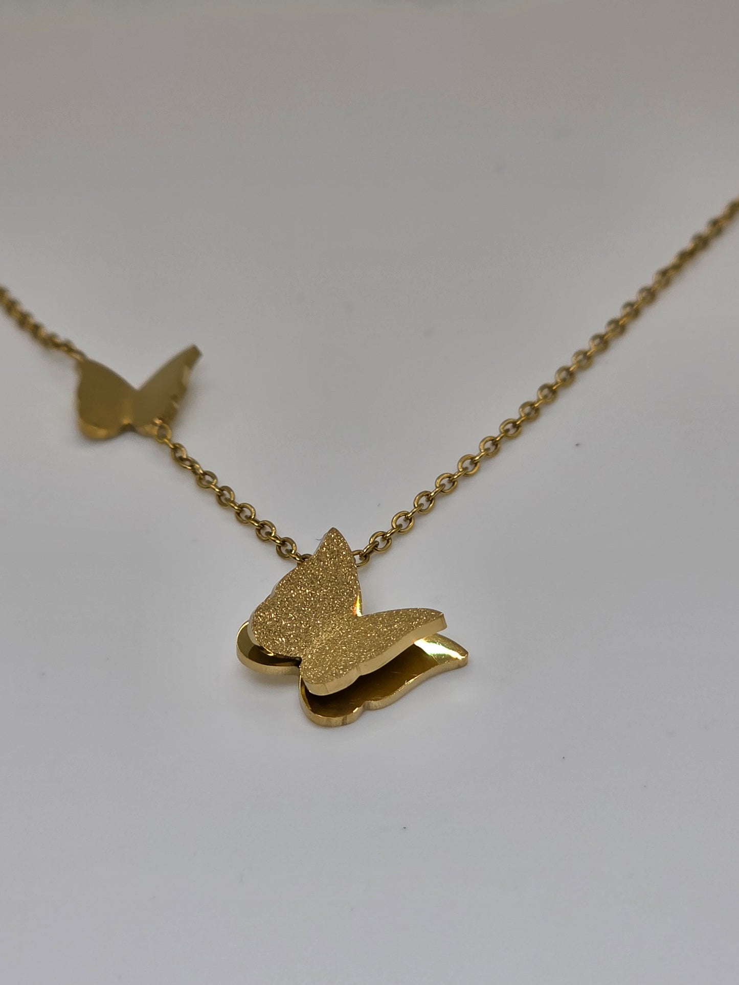 Double Butterfly Necklace – Gold Plated