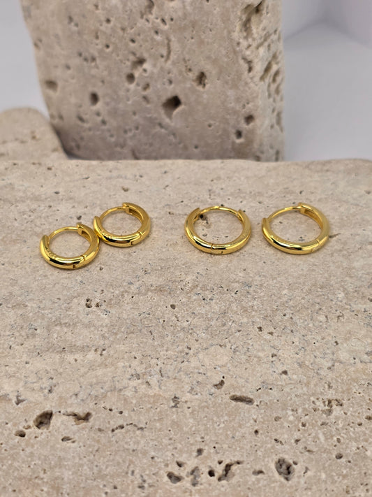 18K Gold-Plated Huggie Hoops (12mm & 14mm)