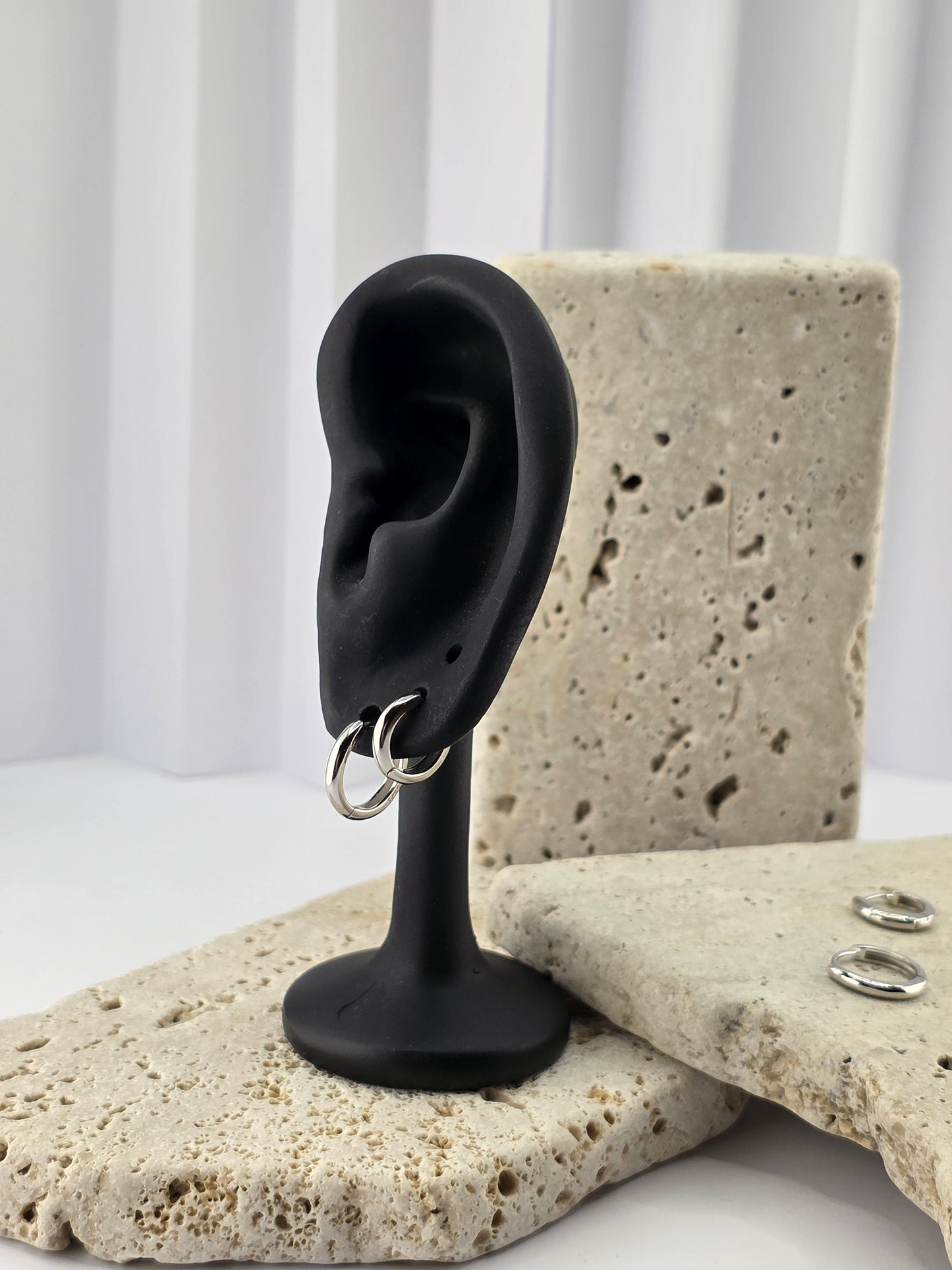 925 Sterling Silver Huggie Hoops (12mm & 14mm)
