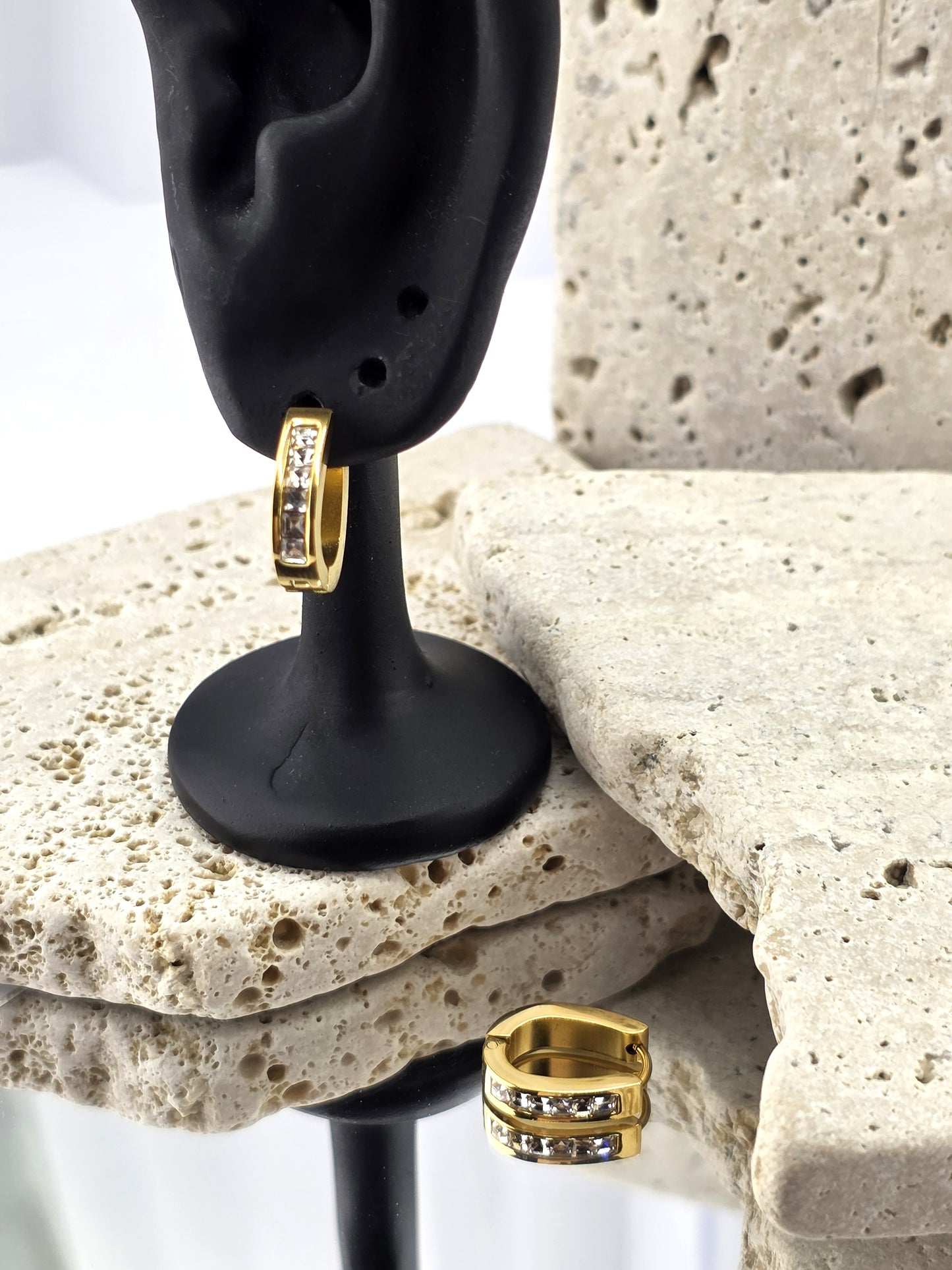 18K Gold Plated Stainless Steel Huggie Earrings 16mm