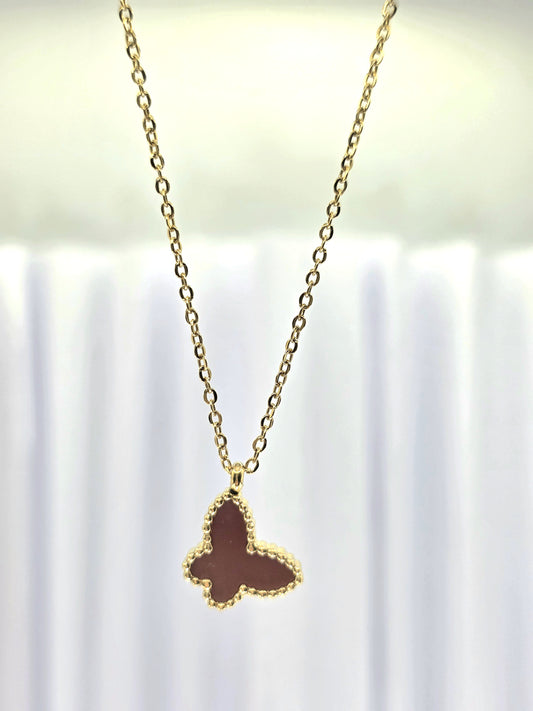 18K Gold-Plated Dark Red Butterfly Jewellery Set