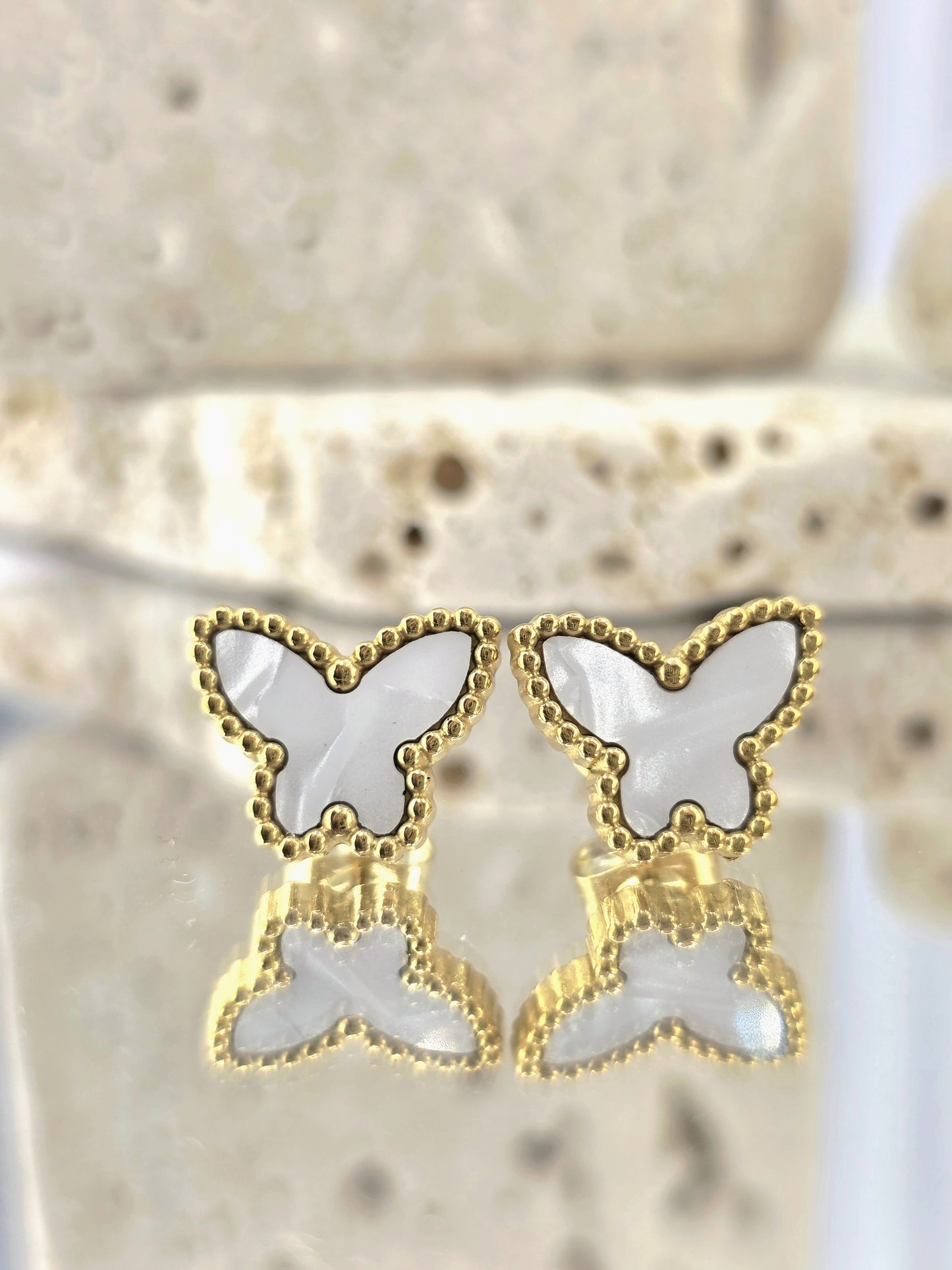 18K Gold-Plated White Butterfly Jewellery Set