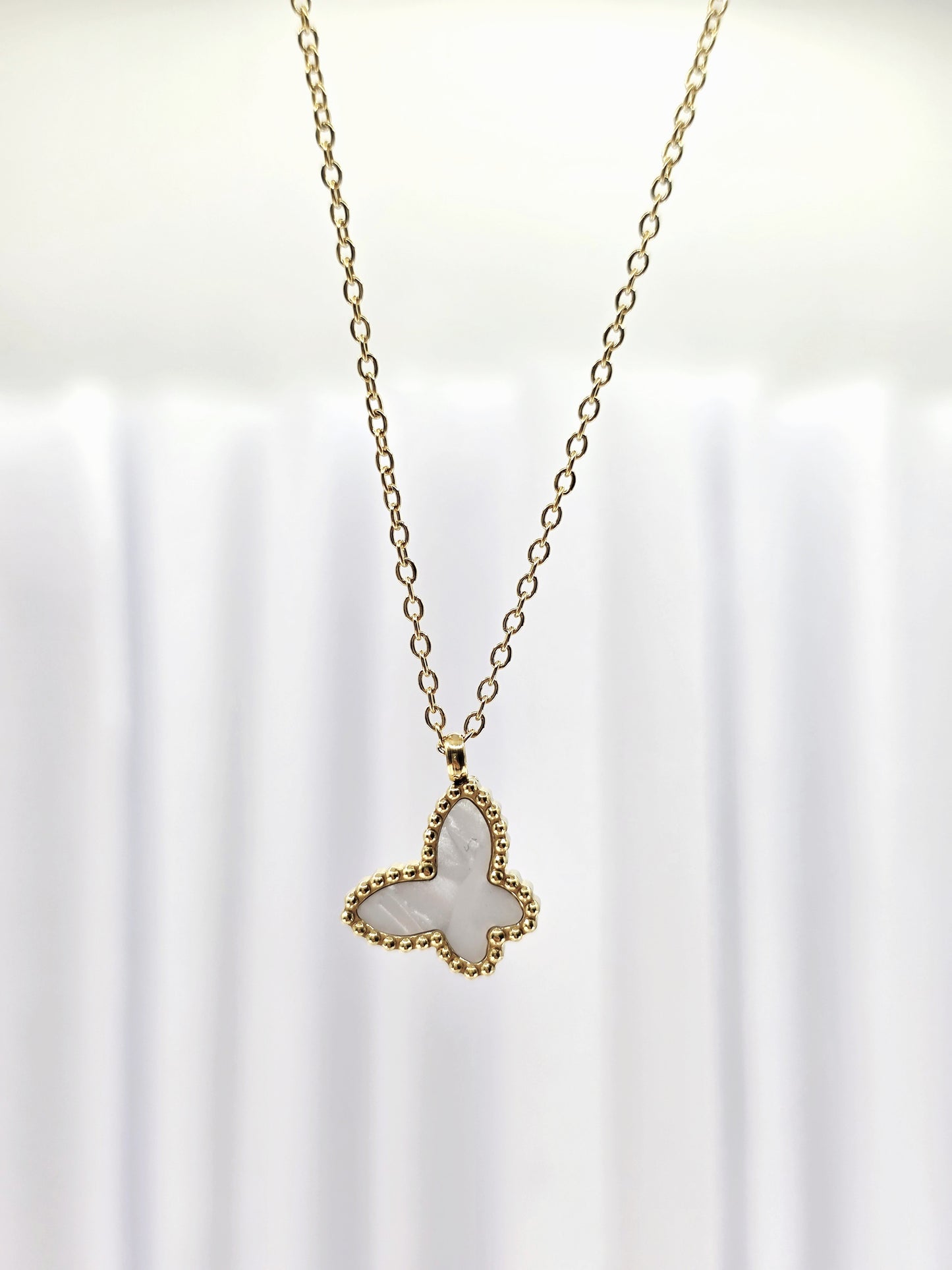 18K Gold-Plated White Butterfly Jewellery Set