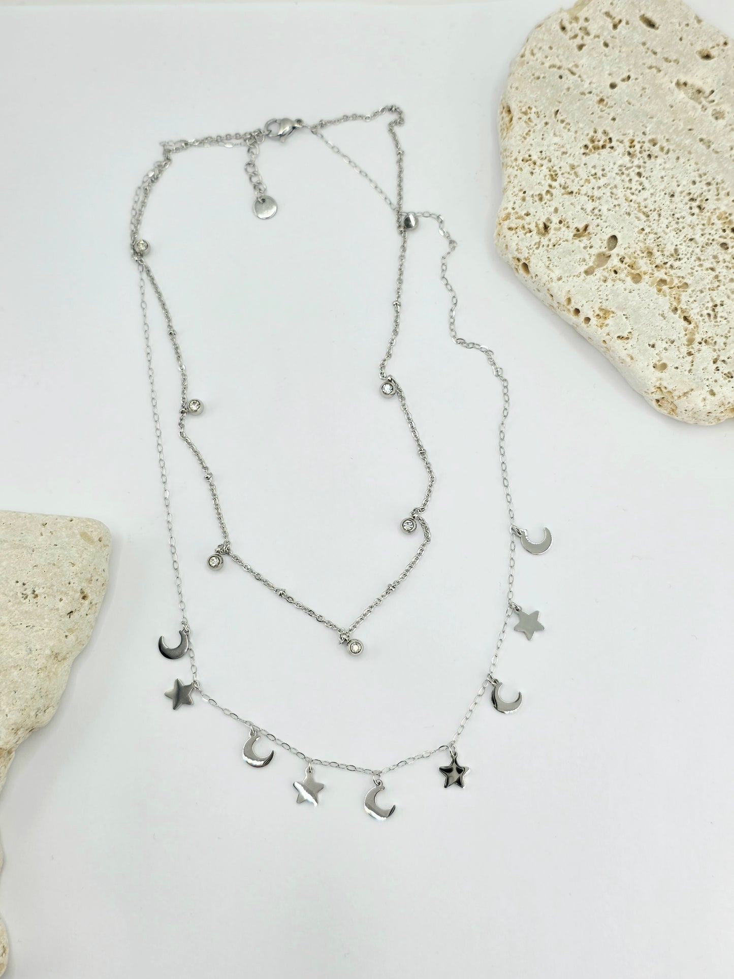 18K Gold-Plated Moon & Star Layered Necklace