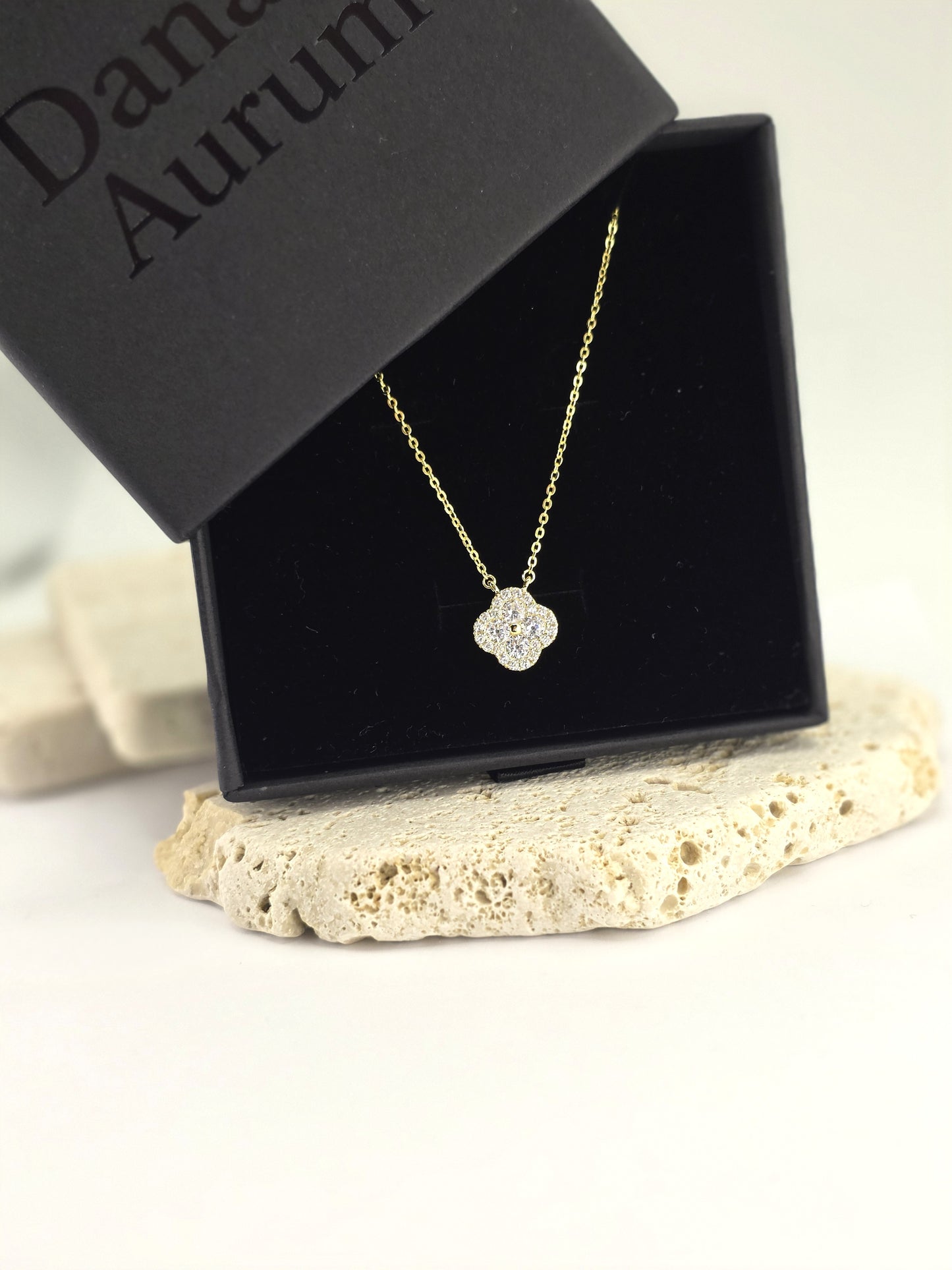 925 Sterling Silver Clover Necklace – 14K Gold Plated