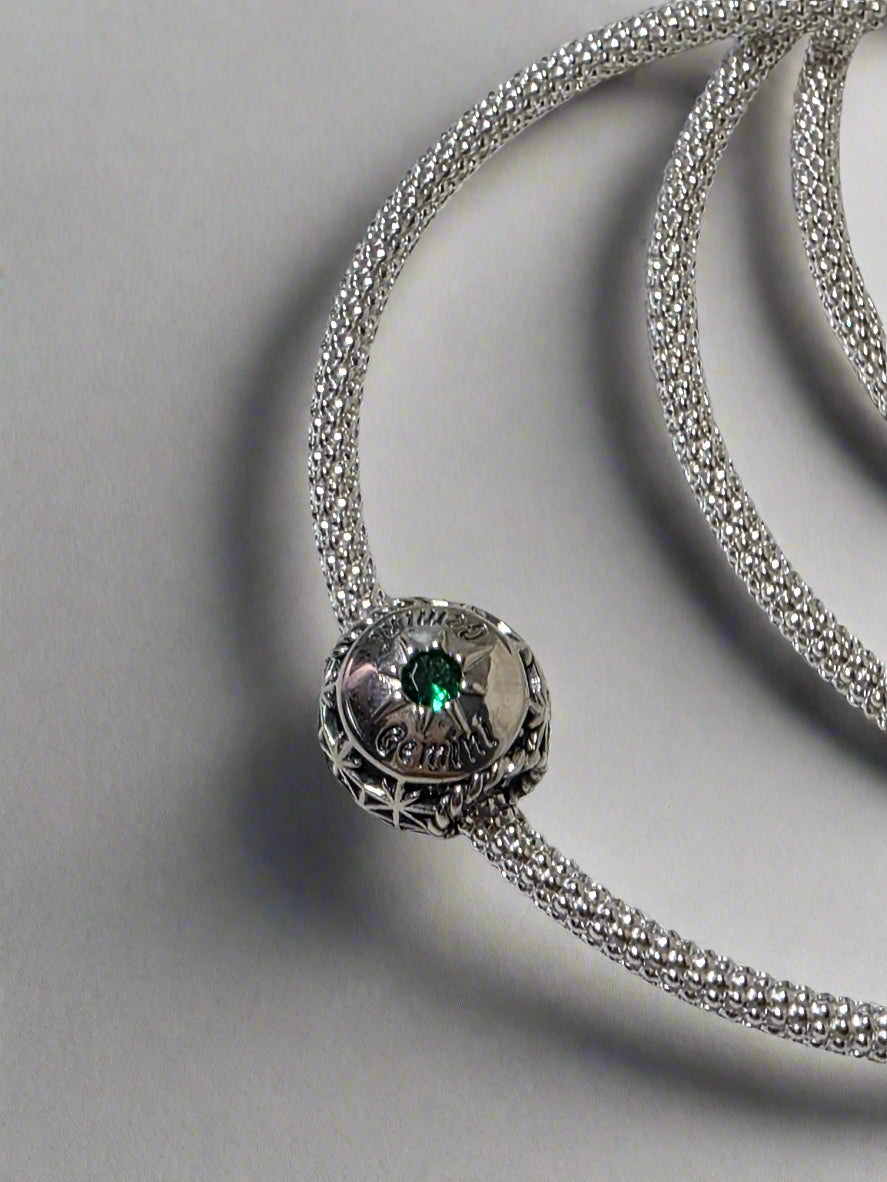 Zodiac Charm Pendant – 925 Sterling Silver with Birthstone Detail