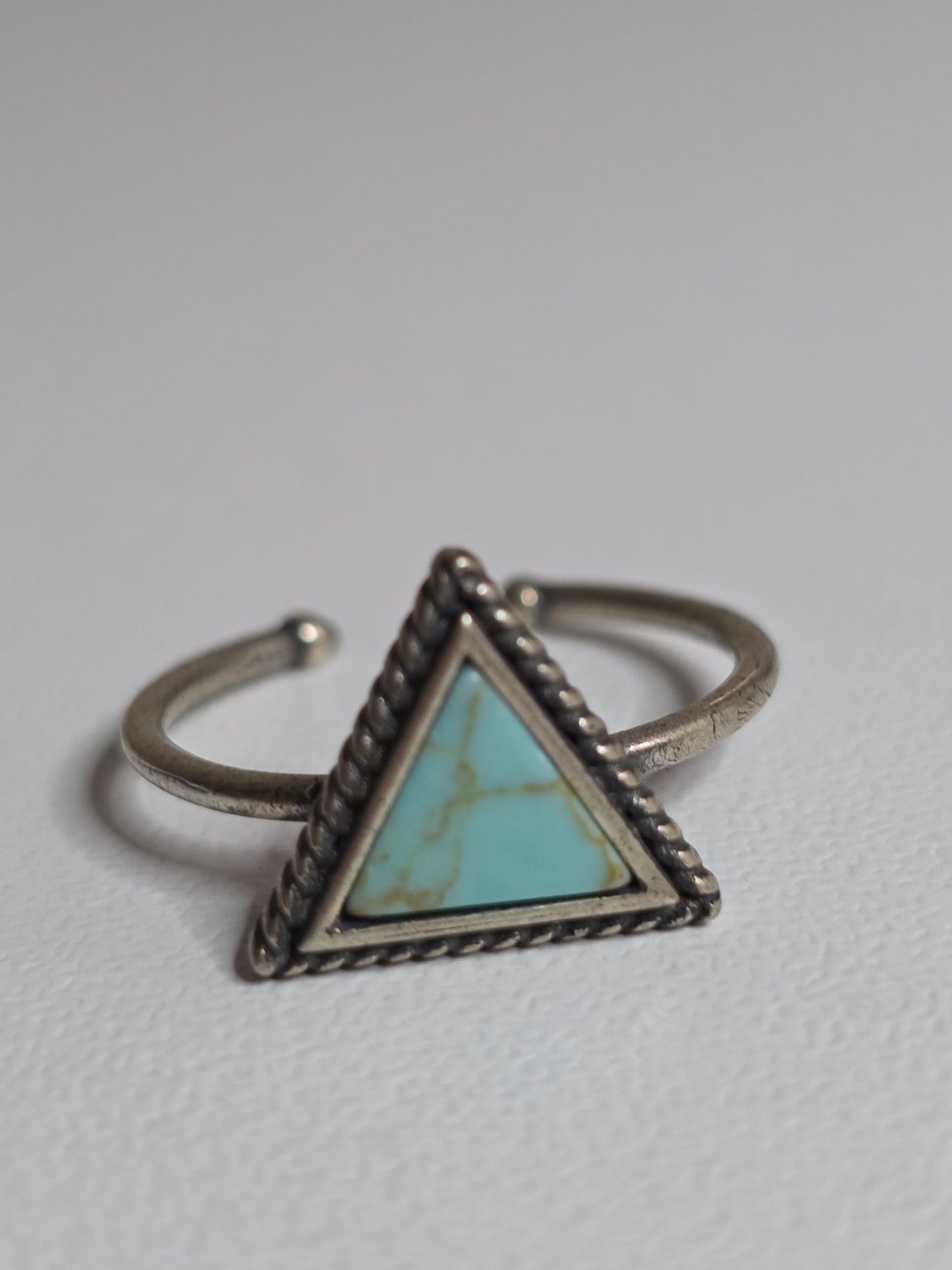 Vintage Turquoise Adjustable Ring – Antiqued Finish