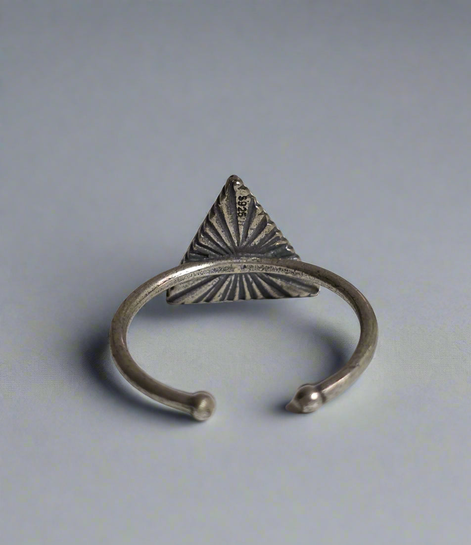 Vintage Turquoise Adjustable Ring – Antiqued Finish