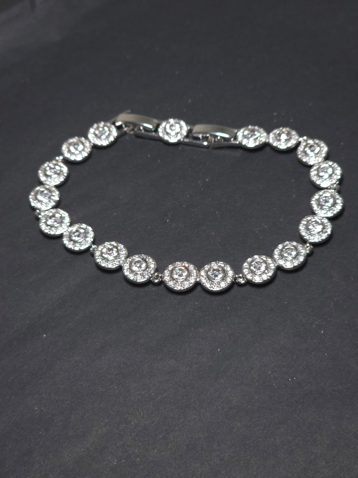 Bold Zircon Statement Bracelet & Earrings Set – Silver Plated