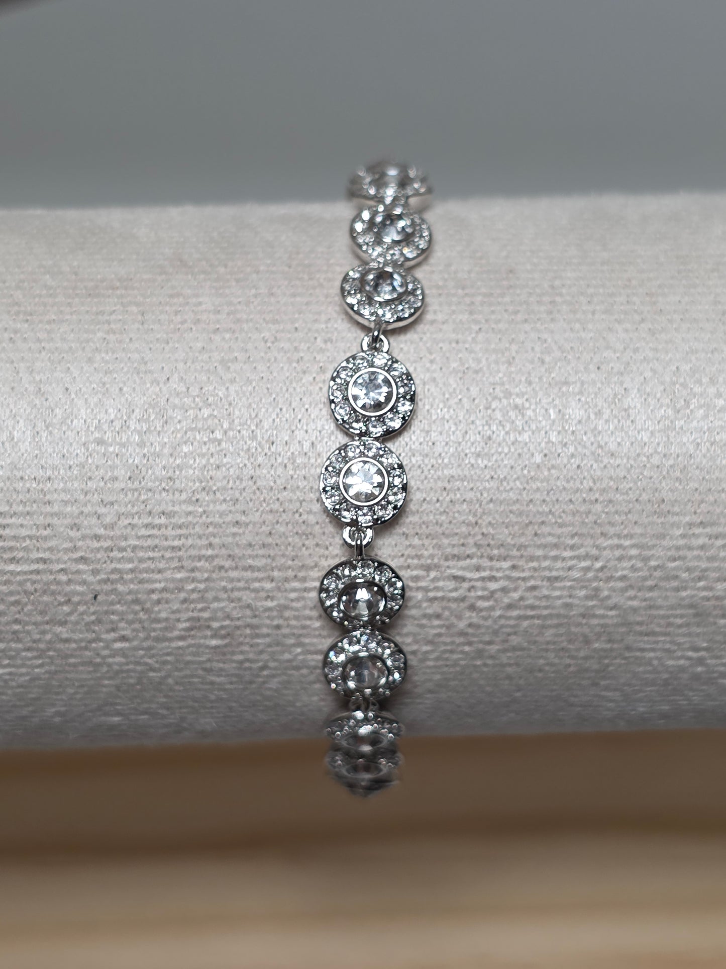 Bold Zircon Statement Bracelet & Earrings Set – Silver Plated