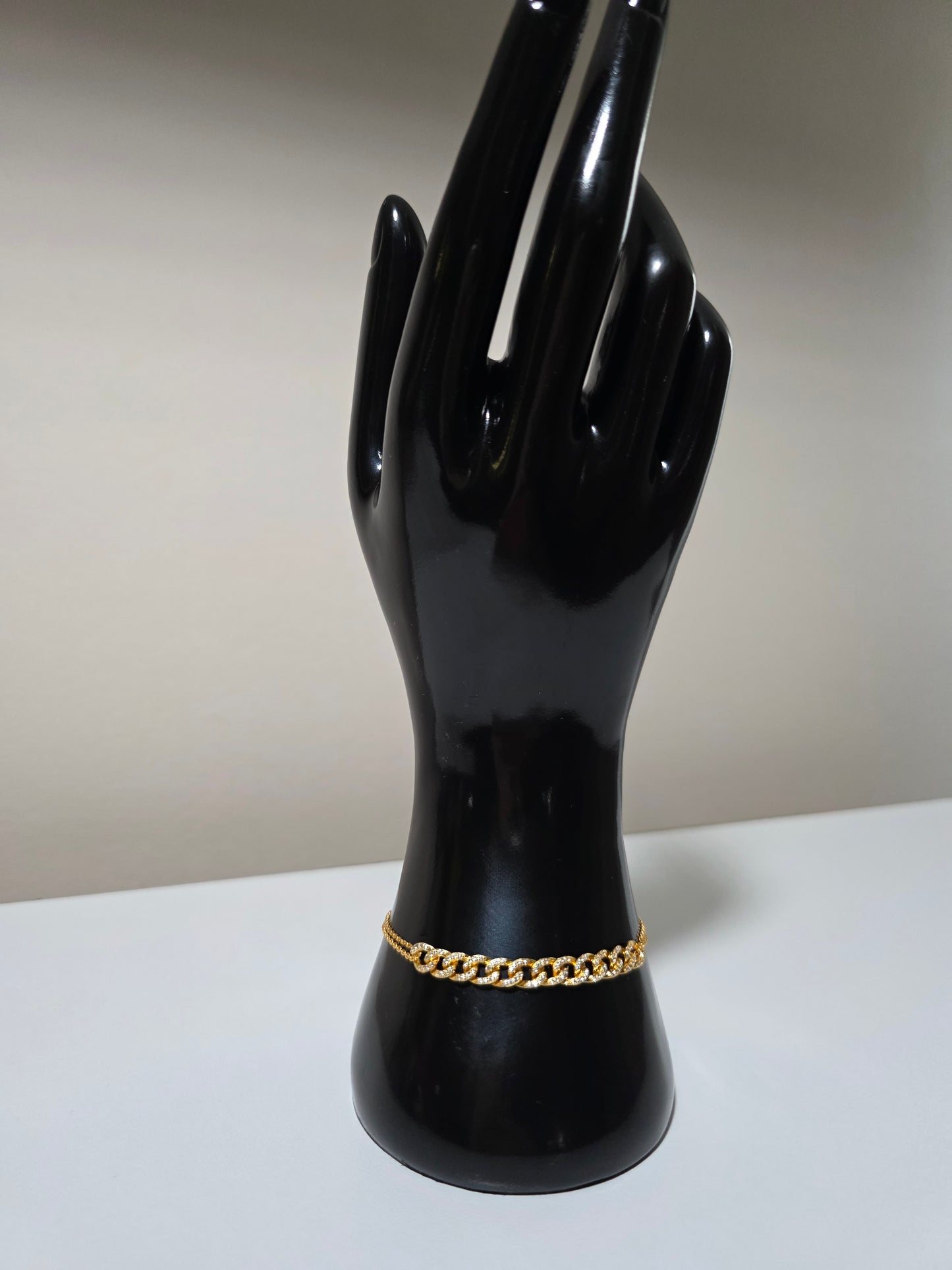 18K Gold-Plated Zircon Link Chain Bracelet – 925 Sterling Silver