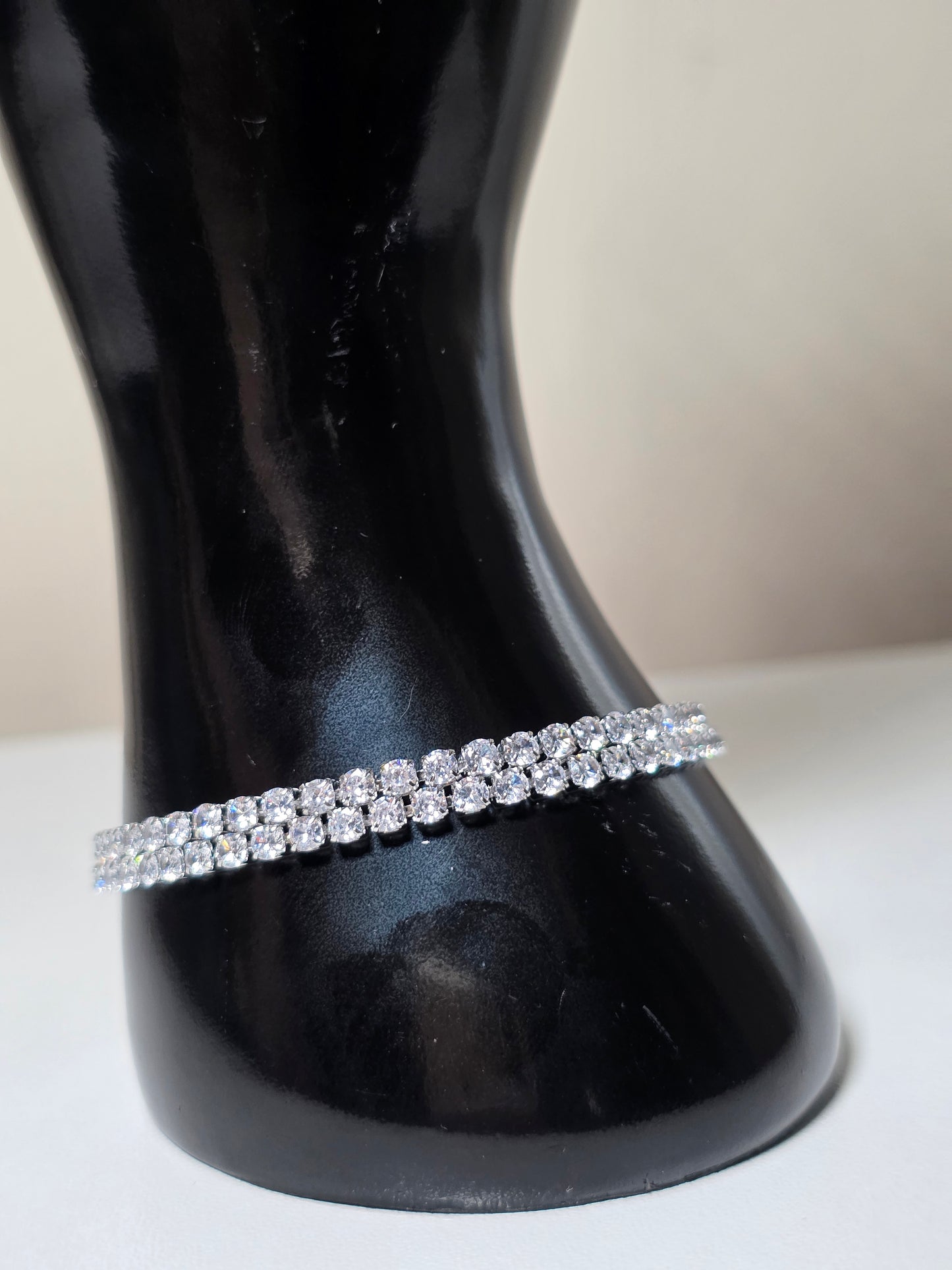 3mm Iced Tennis Bracelet – White Gold Finish Stainless Steel
