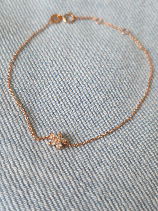 14K Solid Rose Gold Dainty Star Diamond Bracelet