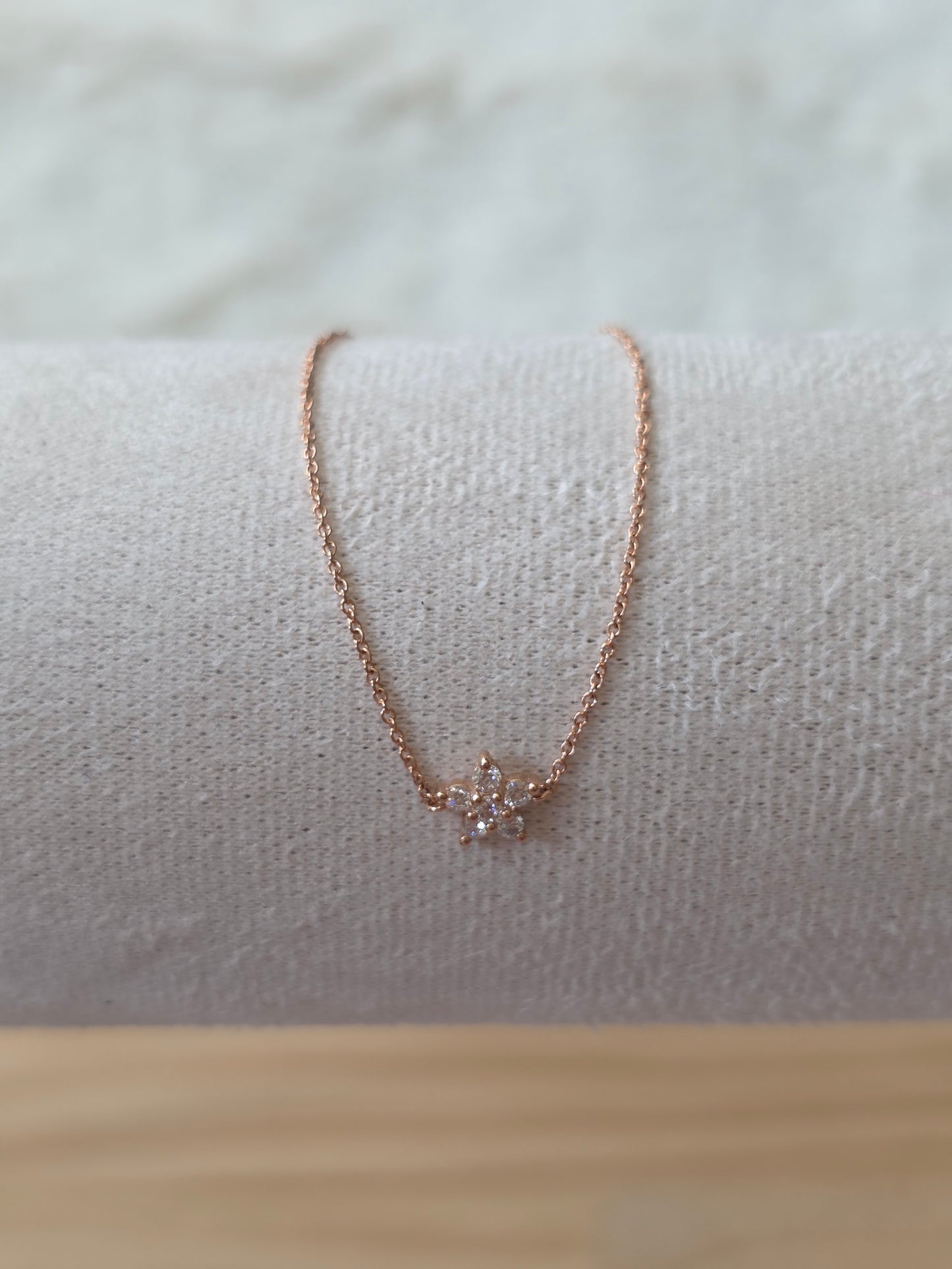 14K Solid Rose Gold Dainty Star Diamond Bracelet