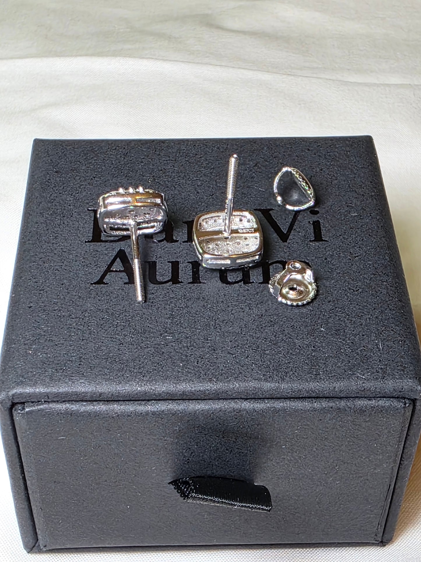 57ct Moissanite Cushion Cut Stud Earrings – 925 Sterling Silver