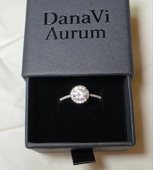 Radiant Halo Moissanite Ring – 925 Sterling Silver