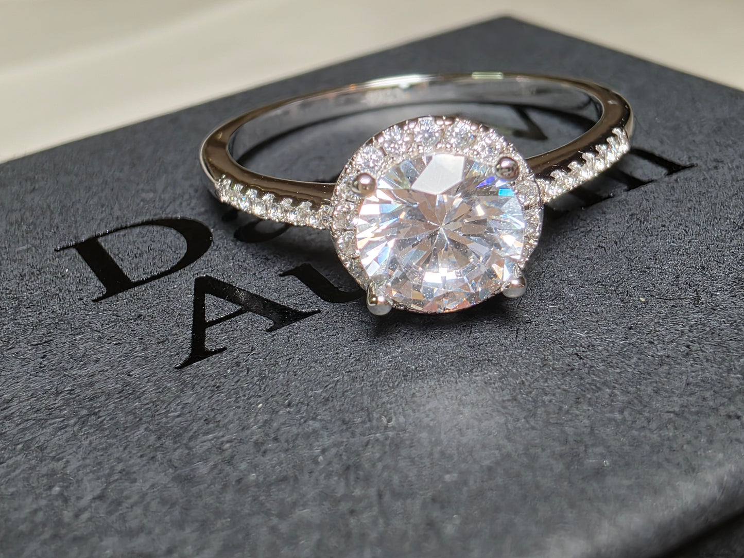 Radiant Halo Moissanite Ring – 925 Sterling Silver