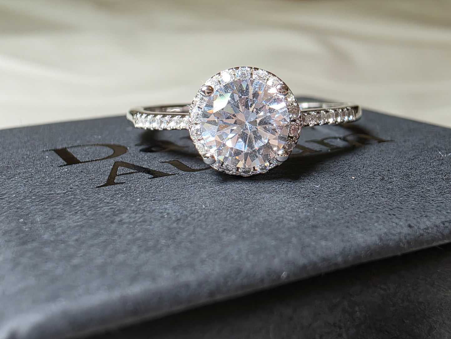 Radiant Halo Moissanite Ring – 925 Sterling Silver