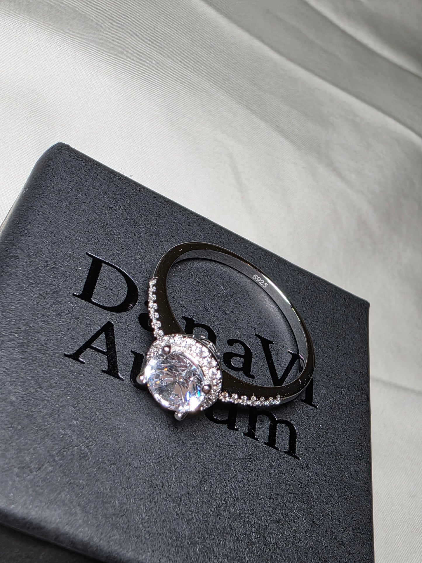 Radiant Halo Moissanite Ring – 925 Sterling Silver