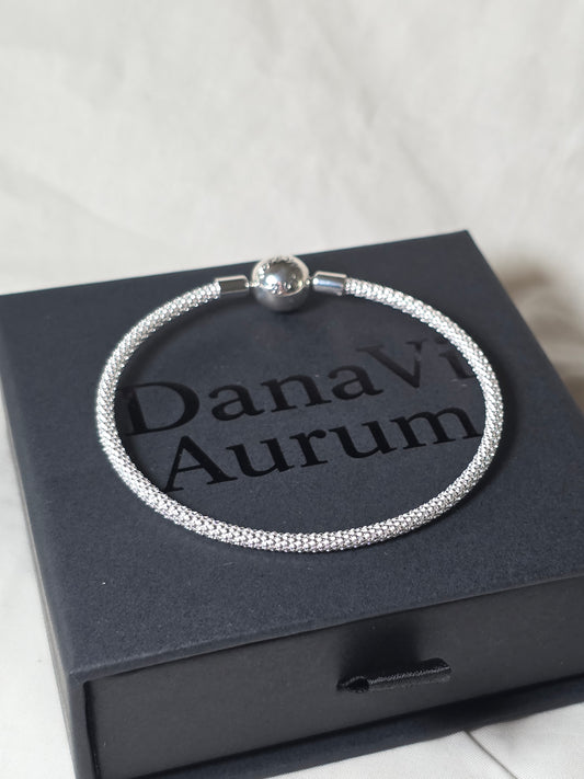 Forever Family Bangle – 925 Sterling Silver Round Bead Charm Bracelet