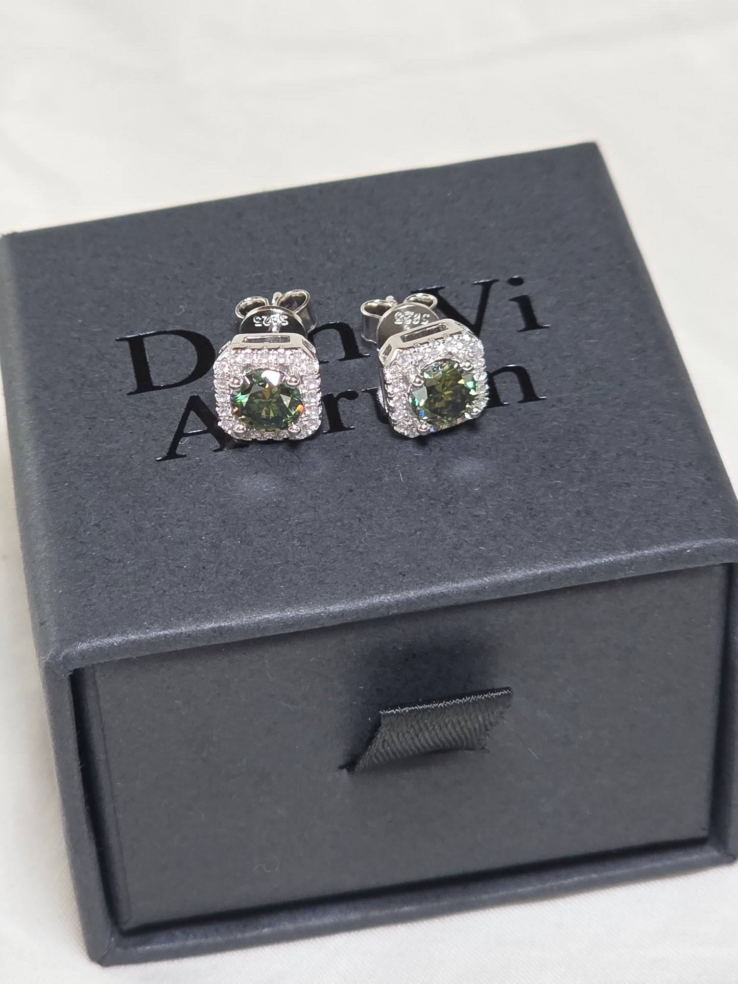 Emerald Moissanite Luxury Stud Earrings 925 Silver