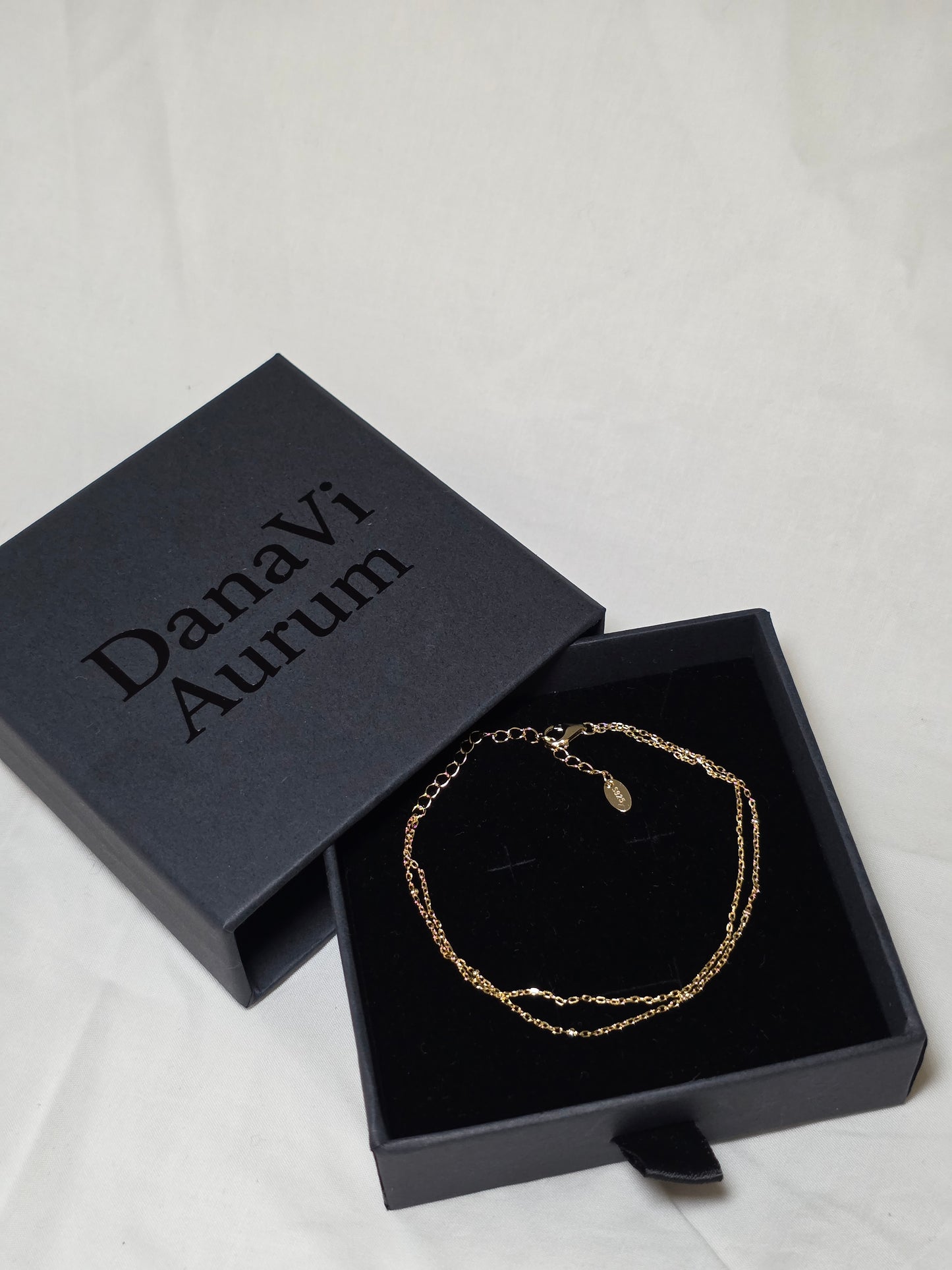 Delicate Double-Layered Chain Bracelet – 925 Sterling Silver, 14K Gold Plated
