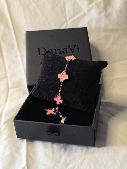 Designer-Inspired 18K Rose Gold Plated One Sided Four-Leaf Clover Bracelet