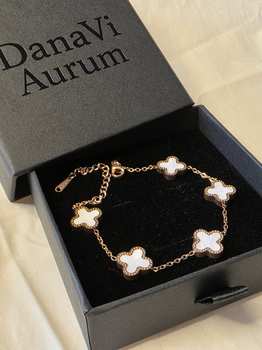 Double-Sided Clover Charm Bracelet – 18K Gold Plated