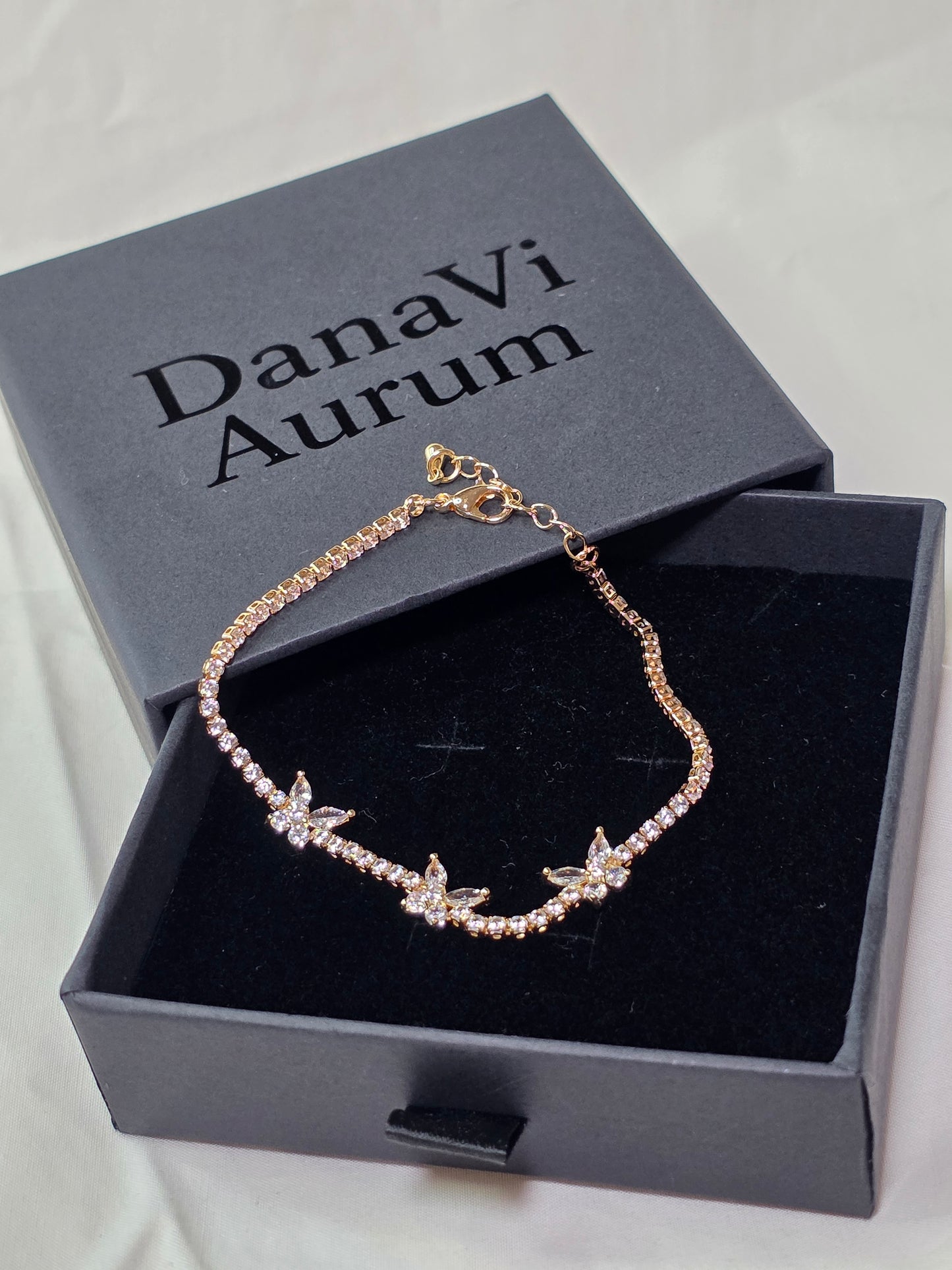 Butterfly Elegance Tennis Bracelet – Gold & Silver Options