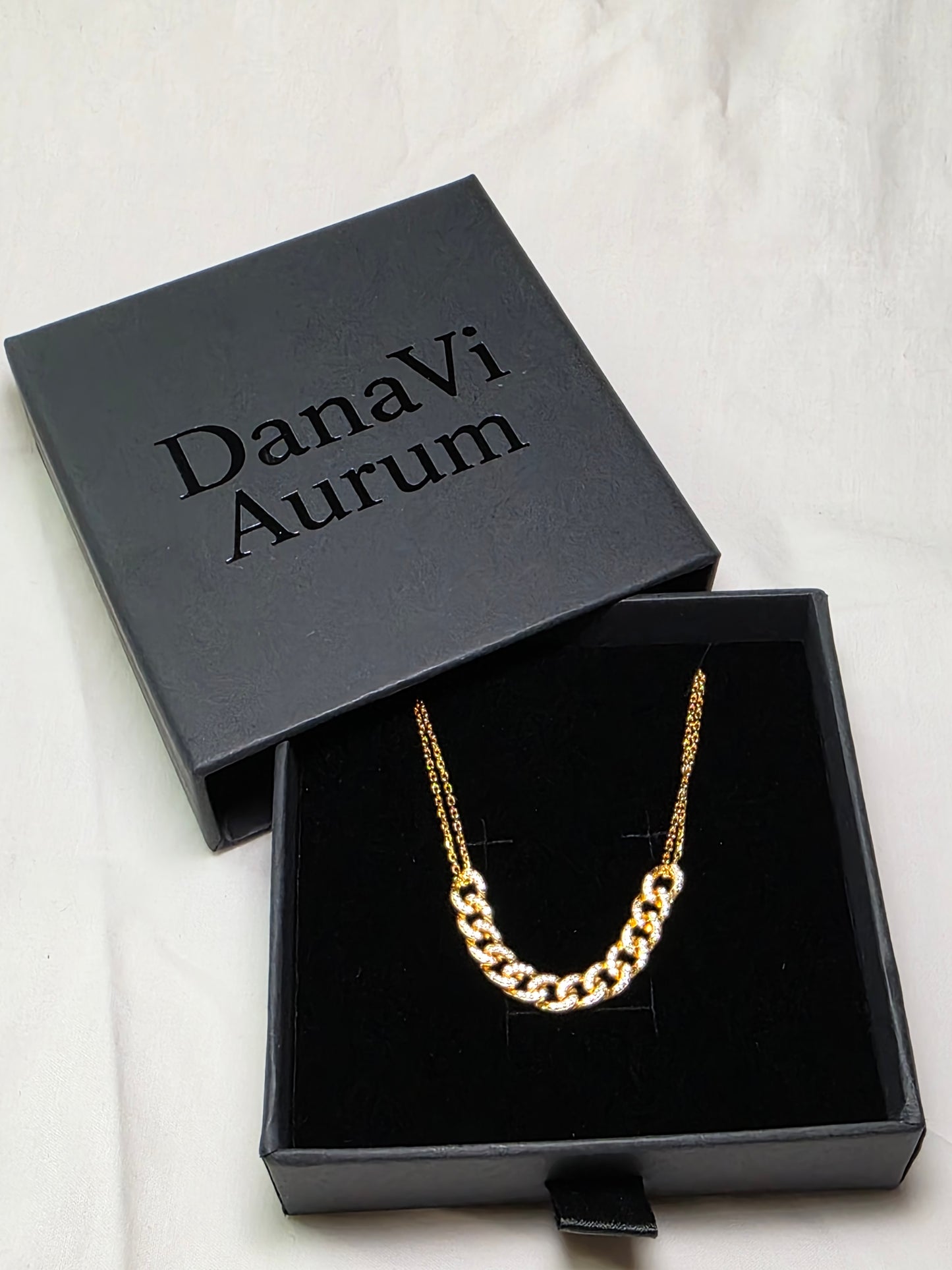 18K Gold-Plated Zircon Link Chain Bracelet – 925 Sterling Silver