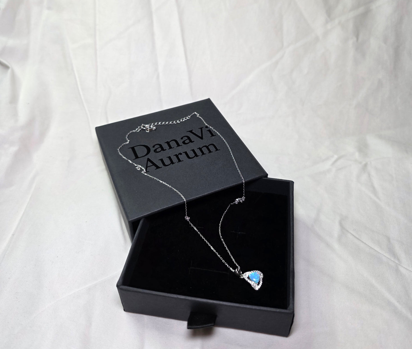 Iridescent Triangle Opal Necklace – 925 Sterling Silver