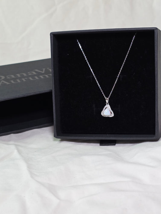 Iridescent Triangle Opal Necklace – 925 Sterling Silver