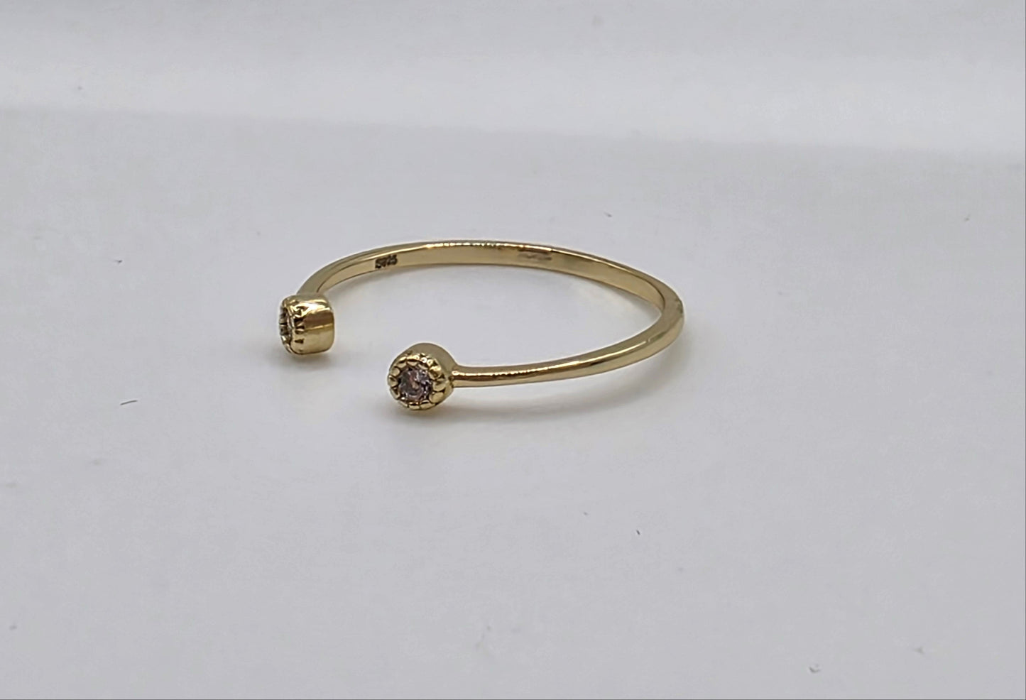 Minimalist 925 Sterling Silver Open Ring – Adjustable Dainty Gold Plated Band