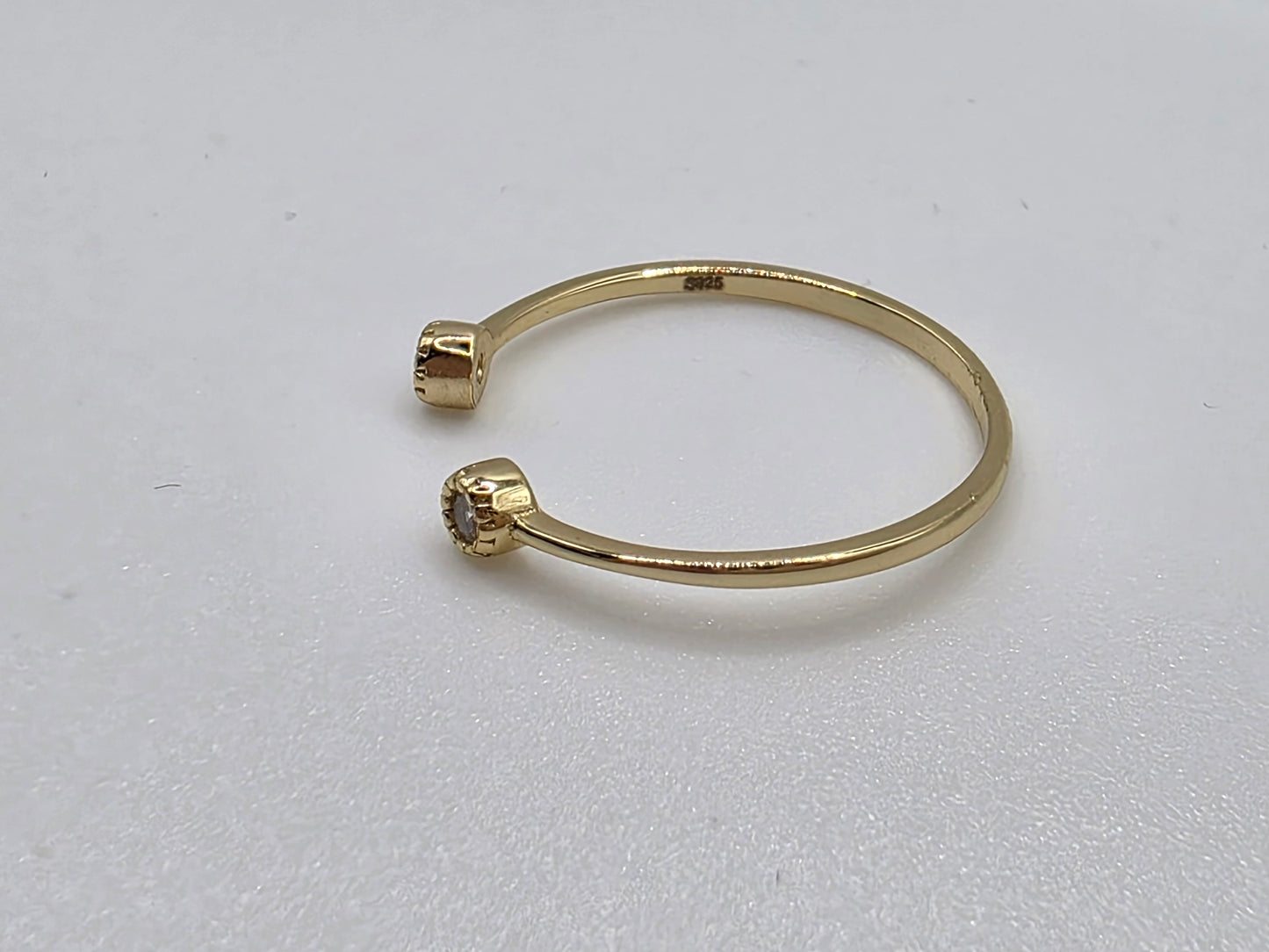 Minimalist 925 Sterling Silver Open Ring – Adjustable Dainty Gold Plated Band