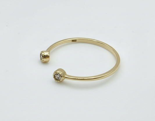 925 Sterling Silver Minimalist Open Ring – Adjustable Dainty Gold Plated Band