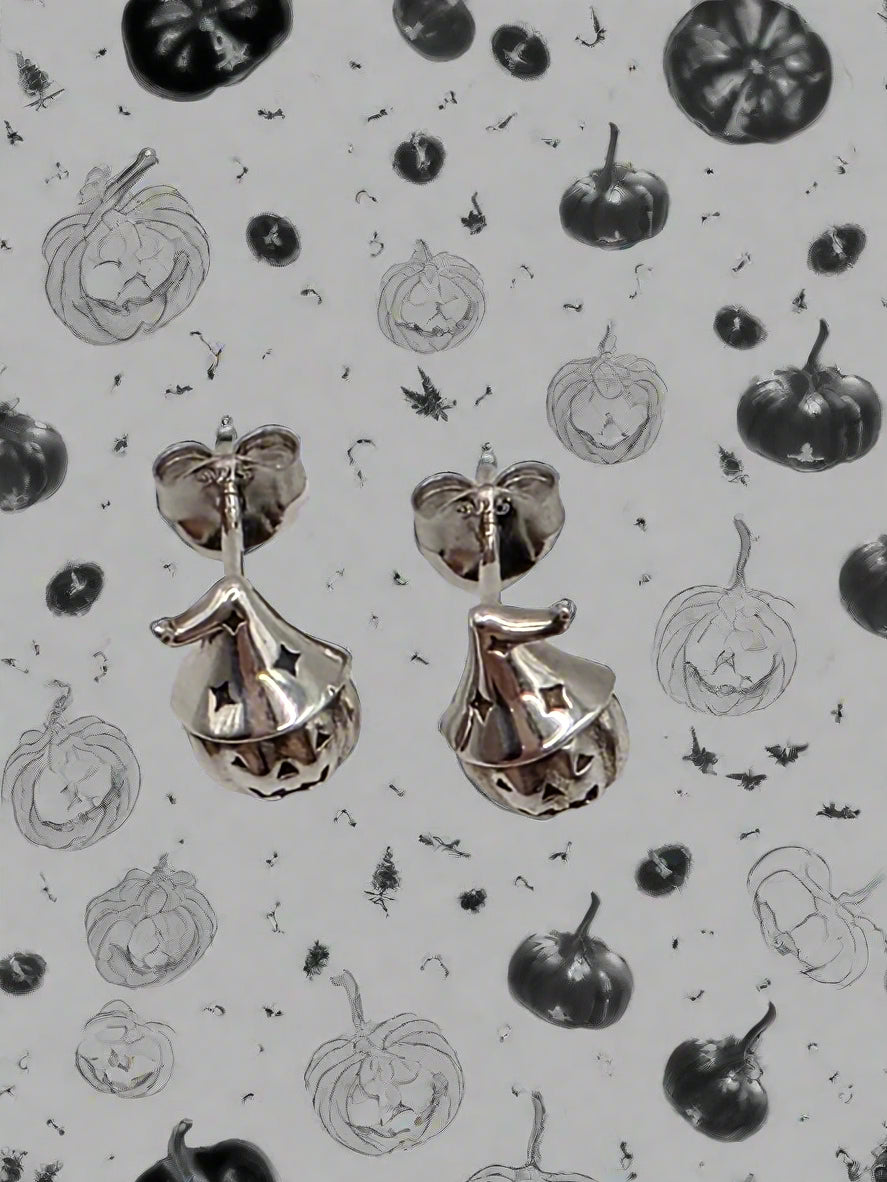 Sterling Silver Pumpkin Hat Studs – Halloween Edition