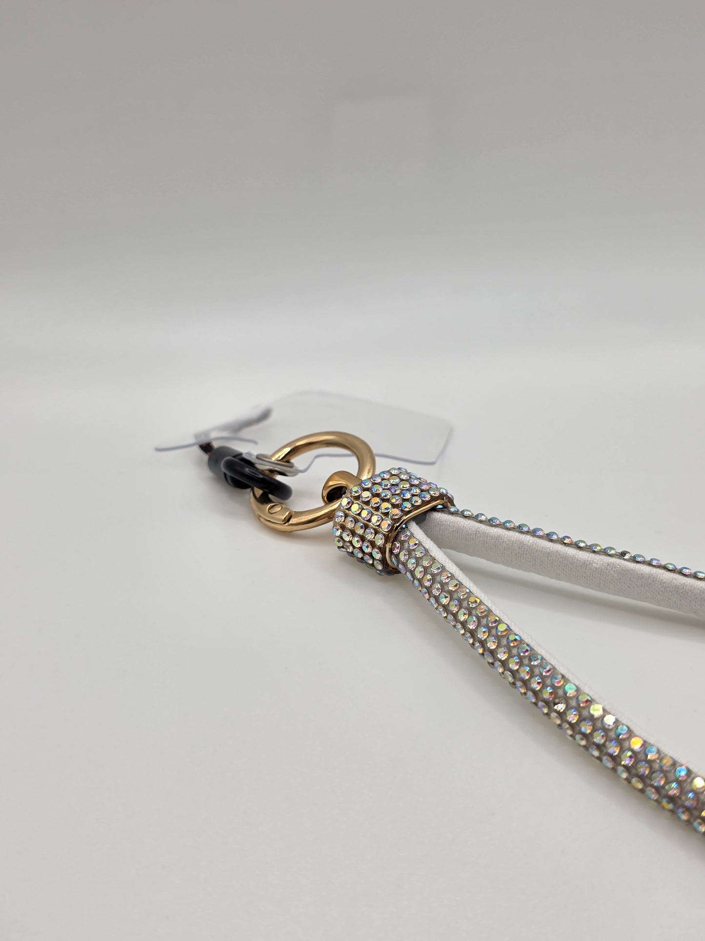 Sparkle Grip Phone Lanyard – White & Crystal Edition
