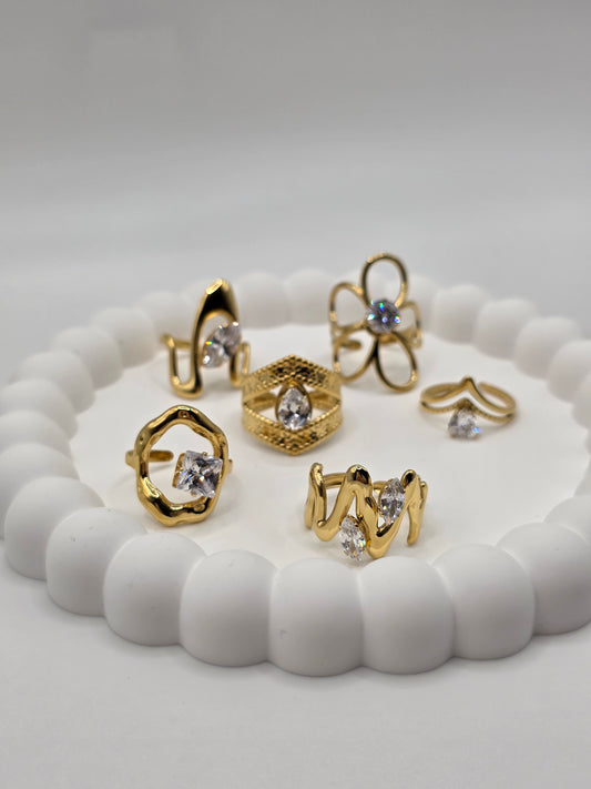 Bold Sparkle Collection – Adjustable Gold-Plated Rings (Buy 2, Get 1 Free)