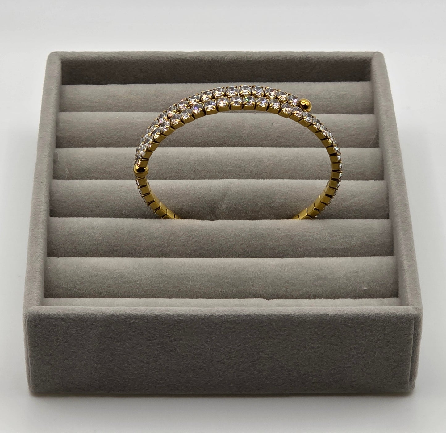 Radiant Sparkle Adjustable Tennis Bangle – Gold Plated