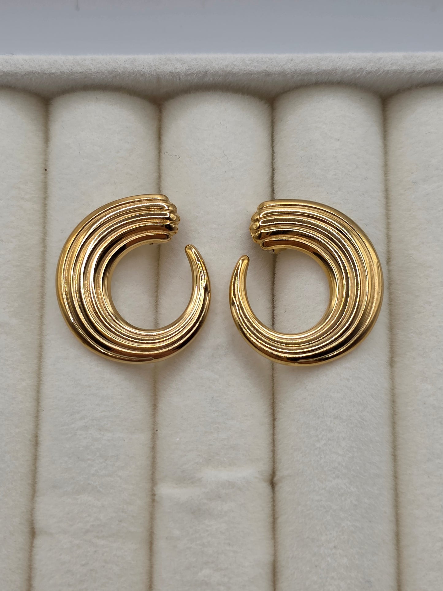 Bold Ripple Statement Hoops – Gold Plated