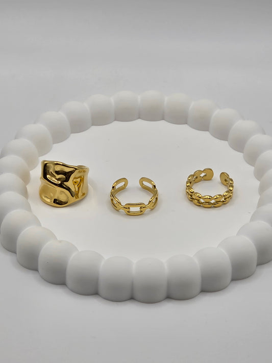 Gold-Plated Adjustable Rings – Set of 3