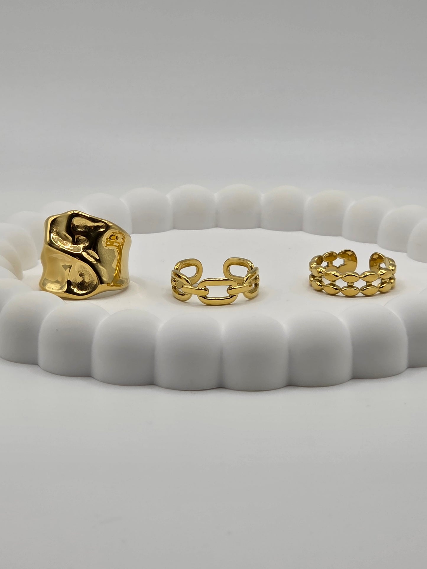 Gold-Plated Adjustable Rings – Set of 3